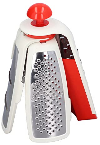 Aumotop Picadora de Verduras, Cortador de Verduras 4 en 1 Multifuncional Acero Inoxidable Portátil Ligero Fácil Operación Picadora Alimentos Multiusos para Cortar Pepino (Roja)