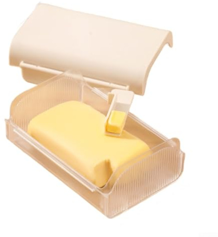 Caja de almacenamiento de mantequilla multiusos con tapa de tabla de cortar y sello a prueba de polvo, hecha de ABS, incluye espátula de acero inoxidable para comodidad de cocina (caja de mantequilla)