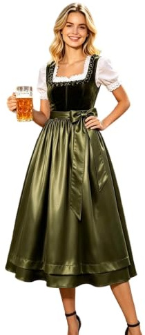 Vestido tradicional azul para mujer, Oktoberfest, vestido de tirolesa midi con delantal tirolesa, vestido de tirolesa línea A, vestido tradicional tiroleso, traje tradicional tradicional Oktoberfest