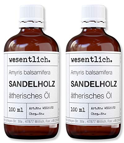 wesentlich. Sandelholzöl (Amyris Balsamifera) - ätherisches Öl - 100% naturrein (Glasflasche) - u.a. für Duftlampe und Diffuser (2x100ml)