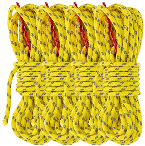 4stücke Reflektierende Zeltseile Und Dacron Mit Aluminiumhaken Flexibel Und Stark Für Camping Wandern Zelt Und Markise Gelb