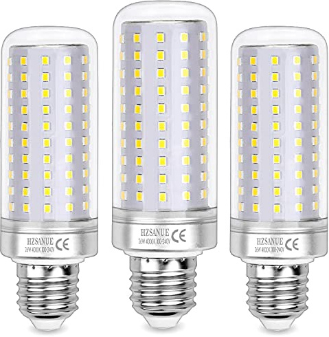 HZSANUE LED Lampen 26W, 200W Glühlampenäquivalent, 3000lm, 4000K Neutralweiß, E27 Edison Schraube, 3 Stück