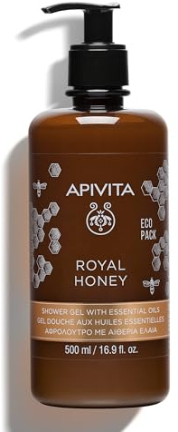 Apivita Royal Honey Shower Gel Body Wash 500ml - Opulent Shower Gel with Honey & Essential Oils - Body Shower Wash that Gently Cleanses & Soothes Dry Skin - Promotes Relaxation