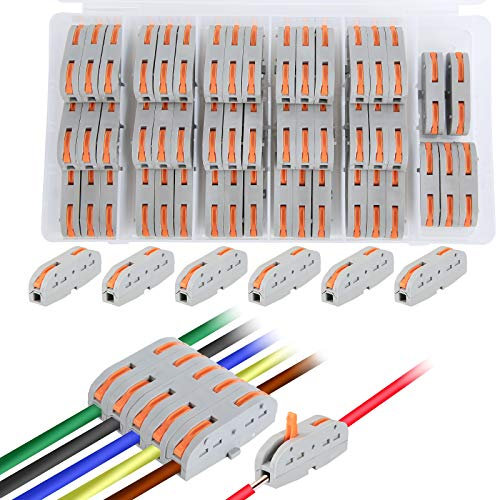 50pcs Compact Wire Conductor Connector，one-to-one Quick Terminal Block Splicing Connectors,Assortment Conductor, Can Splicing into 2/3/4/6 Way Butt Terminal Connectors