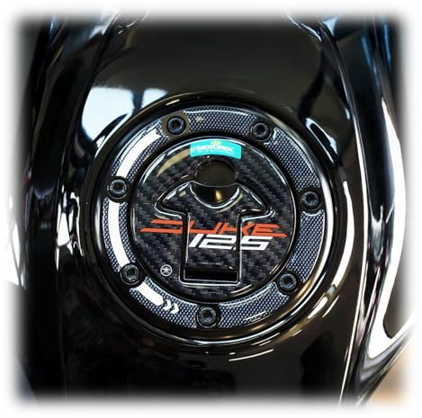 LABELBIKE 3D Motorrad Tankdeckelaufkleber kompatibel mit KTM | 125 Duke 2017-2023, Harzschutz, Kratzfestigkeit, Dekoration