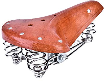 Ejoyous Vintage Fahrradsattel, Leder Cityradsattel mit 3 Federn, Gefederter Tourensattel