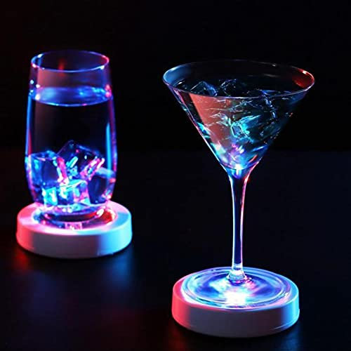 KEEDA Lot de 4 dessous de verre LED pour boissons, rechargeables par USB, pour cocktail, bière, boisson, bouteille de vin, tapis lumineux pour la maison, fête, mariage, bar, club (lumière blanche de