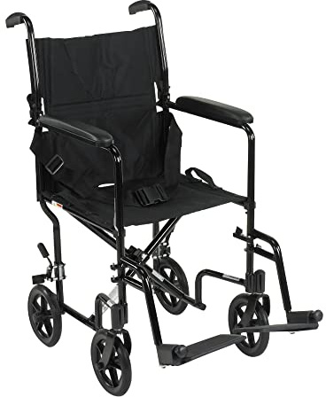 McKesson Transport Chair - Lightweight, Foldable Mobility Aid for Adults - Black, 300 lbs Weight Capacity, 1 Count