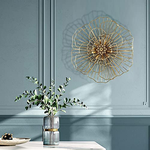 ROUOHUD 3D Metall Blume Wanddekoration Mehrschichtige Lotus Wanddeko Wandbehang, Moderner Luxus Wanddeko Wandbild Wandkunst Wandbehang für Arbeitszimmer Wohnzimmer Schlafzimmer Hotel(Size:S)