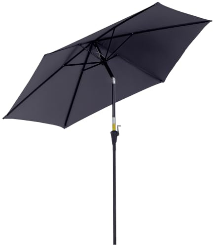 Outsunny Sonnenschirm Knickschirm mit Handkurbel 2,6 x 2,35 m | Marktschirm, Gartenschirm, Alu, 180/㎡ Polyester