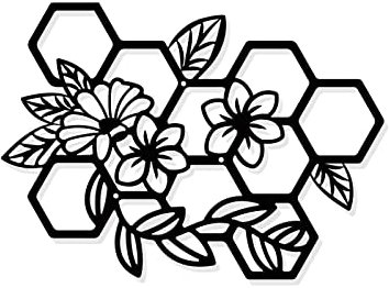 NBEADS Wabe Blumen Metall Wanddeko, Schwarzer Wandbehang Moderne Wanddekoration Silhouette Wandkunst Metallbilder Für Zuhause Schlafzimmer Flur Wohnzimmer Badezimmer Büro Hotel, 21.5x30 cm