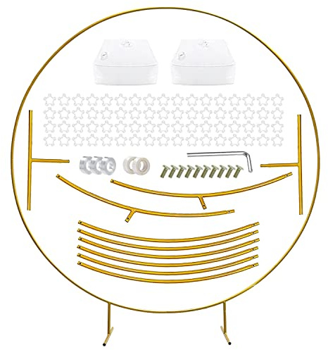 CZCPAPY Gyllene festdekorationsbåg-set i metall, diameter 2,2 m, för bröllop, födelsedagskalas, jubileumsevenemang och andra fester