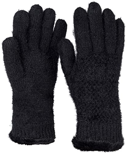 styleBREAKER Damen Strick Handschuhe Reiskorn | Wärmendes Thermo-Fleece-Innenfutter, weicher Bund in Kunstfelloptik, elastisch für 16-21 cm Umfang (Gr. 6-8), nahtlos.