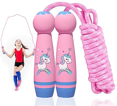 TZQFROCE Hopprep Barn 6-8 År, Justerbart, Trähandtag för Pojkar, Flickor, Vänner, Skola, Gräsmatta – 260 cm