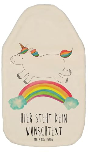 Mr. & Mrs. Panda Personalisierbare Wärmflasche Einhorn Regenbogen - Weiß