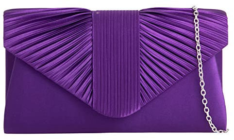 UShopUK Satin Pleated Envelop Style Bridal Prom Wedding Evening Clutch Party Purse Hand Bag