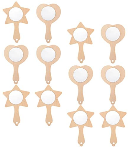 Operitacx 12stücke Kleiner Handspiegel Aus Holz Rohlinge Für Basteln DIY Junge Mädchen Spiegel Zierlicher Dekoratives Bastelmaterial Für Junge Mädchen