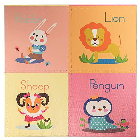 Tappeto Tappetino Mattonella Puzzle Morbido 60x60x1 cm Per Bambini Giardino Piscina (Conf. 4 pz - Mod. Pinguino)