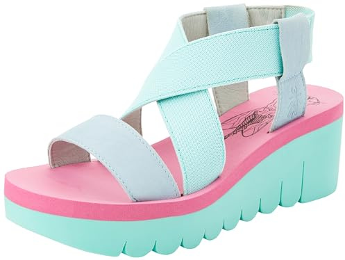 Fly London Sandalias Yabi922fly para mujer, Azul cielo, menta y lila, 5 UK