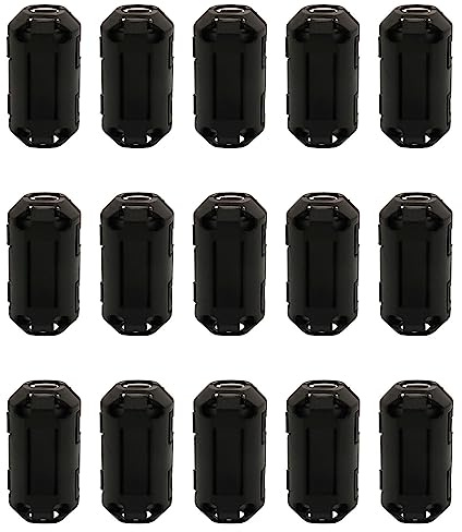 15 Stück 7 mm Ferritkerne Ferritfilter Ferrit Ringkern Kabel Clip Set Größen Klappferrit für Kabel RFI, EMI für USB Kabel, Audio und Video Kabel Power Cord
