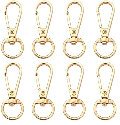 LYQNIHOB 8 Stück Goldene Schwenk-Haken - Drehbare Karabinerhaken aus Legierung - Als Schlüsselanhänger, Schnallen oder zur Produktion von Handtaschen, Rucksäcken und DIY-Projekten