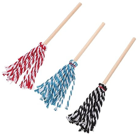 KOMBIUDA 3 Pièces Modèle Mini Vadrouille Jouet De Nettoyage Ménager pour Enfants Modèle De Mini Meuble Décoration De Maison De Poupée Miniature Maquette Photo Accessoires Ob11 Tissu