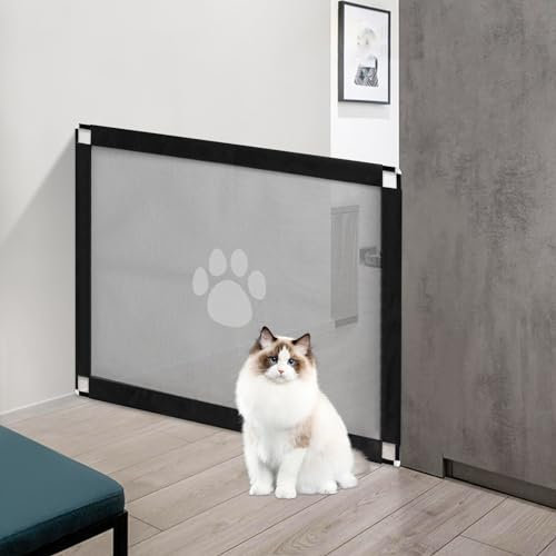 Türschutzgitter, 100 x 80 cm Baby Kindersichere Tür Haustiergitter Treppenschutz Wohnungs Hundetür Geeignet für Treppen/Türen/innen und außen, Kein Bohren Erforderlich, Schwarz