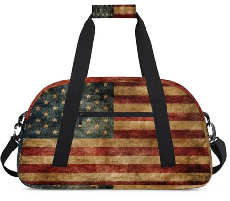 American Sports Seesack für Damen und Herren, Vintage-amerikanische Flagge, 24 l, Wochenend-Übernachtungstasche, Tragetasche, Reisetasche, Turnbeutel für Kinder, Mädchen, Jungen, farbe, (24L) UK,
