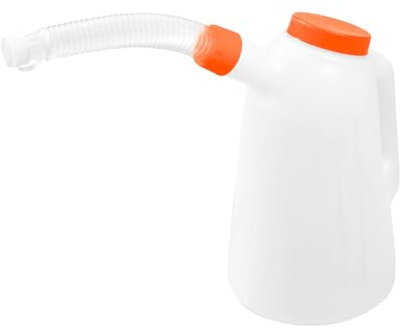 NEO TOOLS Füllkanne mit flexiblem Ausgussstutzen und Deckel | 1-5 l | Messbecher/Einfüll-Kanne für Öl etc., Weiß| Ölkanne Skala Ölwechsel, bruchsicher, Auto, Werkstatt, PE (1l)