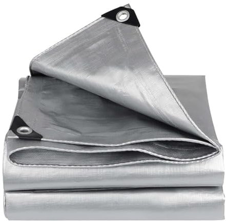 blais Schutzplane Abdeckfolie Poolplane Holzplane mit Ösen wasserdichte Gewebeplane Antistrappo Abdeckplane, 0.32mm für LKW Pool Holz Gartenmöbel Boote, Anpassbar (Color : Silver, Size : 2x2.5m)