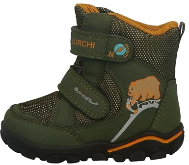 Lurchi 63L1083008 snöstövlar, Moss Green-Yellow, 21 EU breda, Moss Green Yellow, 21 EU Weit