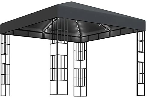 ZEYUAN Pavillon, Faltpavillon, Pergola, Partyzelt, Standmarkise, Sonnenzelt, Garten Pavillion, Grillpavillon, 3x3 m Anthrazit