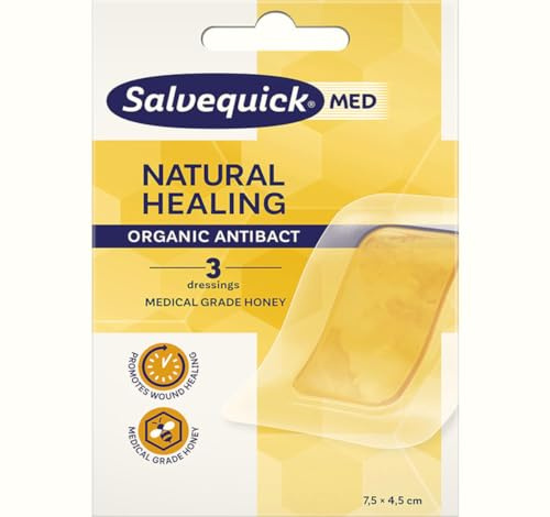 Salvequick MED Naturheilkunde 7,5x4,5cm, Honig in medizinischer Qualität, 3er-Pack