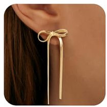 GIFT4U Schleifen Ohrringe,Goldene Ohrringe Damen,Bow Earrings Gold Quasten Ohrringe Schmuk Damen