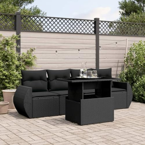 Amorsee Balkon Sofa Gartensofa Verstellbare Tischplatte Gartenbank Rattan Sofa 4 Sitzer Sitzlounge Balkon Lounge Klein Lounge Sofa Outdoor Couch Balkonsofa Balkonmöbel Rattansofa Gartenlounge