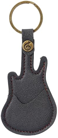 Mlllokfki Gitarren-Plektren-Box, Bass-Plektrumhalter – Plektrum-Tasche mit Ring, Schlüsselanhänger mit Plektrum, PU-Leder-Schlüsselanhänger, Zubehör für Erwachsene, Liebhaber