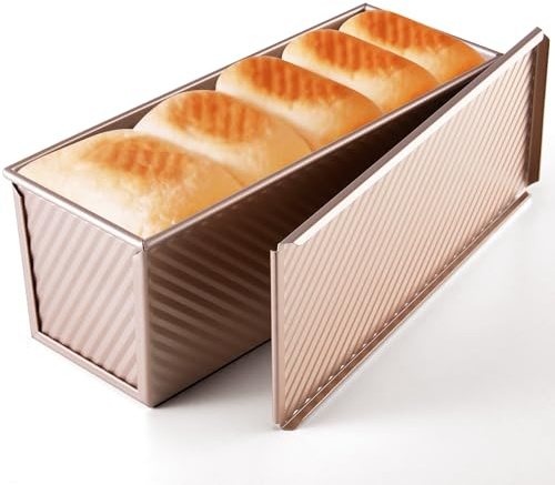KITESSENSU Pullman Loaf Tin with Lid, 2lb Dough Capacity