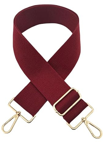 SYSUII Axelrem för väskor 5 cm bred väskrem för kvinnor 72–130 cm enfärgad justerbar axelrem för väskor handväska väskremmar för byte för crossbody bag – vinröd