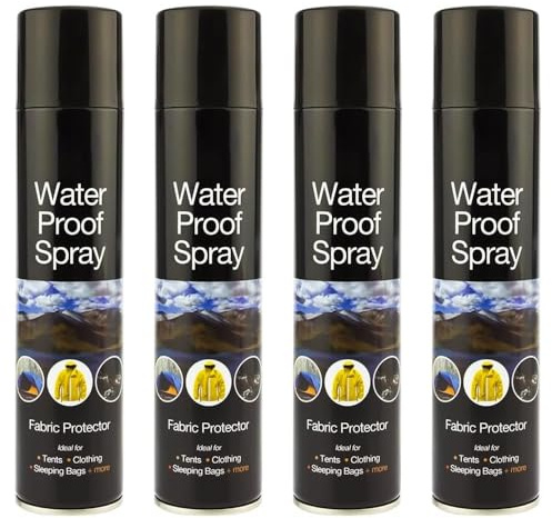 4 x Waterproof Spray 300ml for Shoes Fabrics Tents Jackets Walking Boots Trainers Coats Camping Hiking and Clothes Long Lasting Fabric Protector for Waterproofing & Stain Resistance Sold by Zinnia