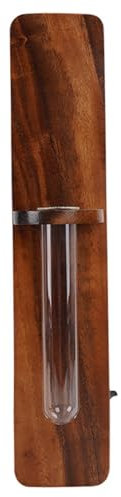 Xafrstyu 2er Set Holz- und Glas-Wandvasen mit Kunstpflanzen, Rustikale Hängedekoration für Badezimmer, Büro und Wohnzimmer (1 PCS)