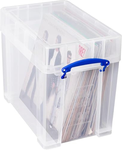 19 litre XL Really Useful Clear Plastic Storage Box- Stores 50 Vinyl LPs