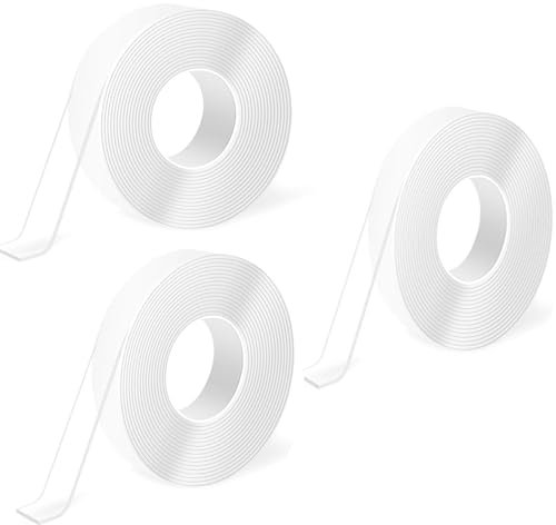 UNNAYCVE Doppelseitiges Klebeband Set, Weiß, 2 Rollen,Dünn Selbstklebendes Klebeband zum Heimwerken, Basteln, Scrapbooking und mehr - Double Sided Tape 18 mm x 20 m