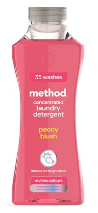 method Concentrated Laundry Detergent, Washing Liquid Fresh Peony Blush Scent,1 x 33 Washes, 1x 990ml