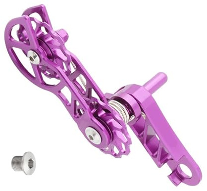 Zenlir Tensor de cadena de aleación de aluminio ligero, guía de cadena de doble resorte, tensor de cadena de bicicleta de montaña de una sola velocidad