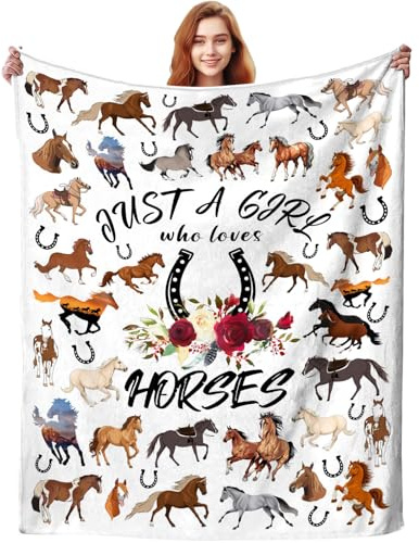 ZABAOBO Horse Blanket Equestrian Gifts for Girls Women,Horses Stuff Animals Throw Blankets,Horses Themed Gift for Horse Lovers 60x50INCH