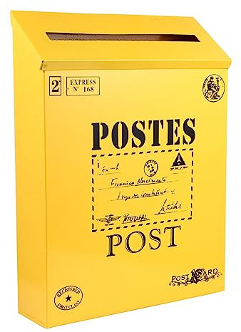 Angoily Cassetta Postale Vintage in Metallo Decorazione Casa Accessorio Fotografico Ampio Spazio Per Giornali Lettere, Installazione Comoda Per Uso Esterno 29x22x6 Cm