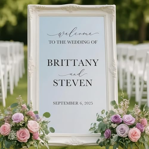 Autocollant Miroir Personnalisé Pour Mariage, Autocollant De Bienvenue Pour Mariage, Autocollants DIY Avec Les Noms Des Mariés, Autocollant En Vinyle Pour Panneau D'entrée(57x94cm)