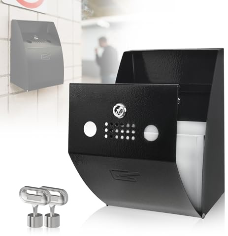MHHQ Wall Mounted Trash Can Outdoor Commercial Butt Receptacles Metal Butt Container Ash Disposal Outdoor for Patios Gardens Hotels Pubs Offices(Black)