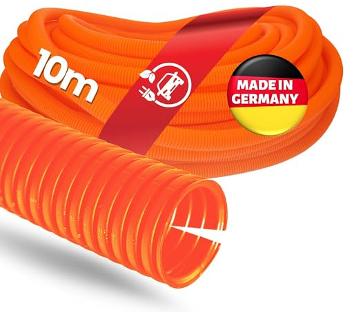 Kalitec 10m Wellrohr PPmod NW 8,5 Geschlitzt Orange - Kabelschutzrohr | Flexibler Wellschlauch offen - Marderschutz & Elektroinstallation - Schutzschlauch AD 11,6 mm ID 8,5 mm für Motorraum &