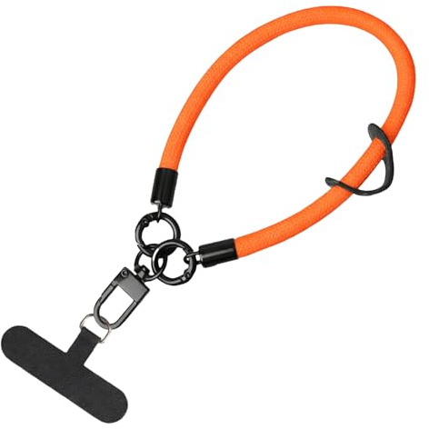 Phone Lanyard - Anti Loss Wrist Strap For Smartphones with Tether Tab | Nylon Strap with Adjustable Hand Wristlet, Anti Drop Cell Phone Holder For Travel Office Home Outdoor, 22x2x2cm Black, Orange